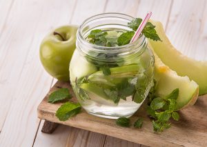 jar of apple honeydew infused water