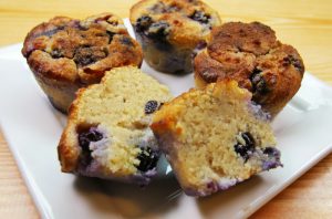 Close up of healthy paleo blueberry muffins
