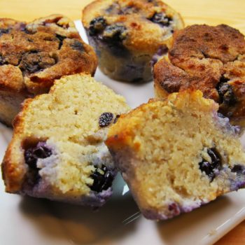 Close up of healthy paleo blueberry muffins