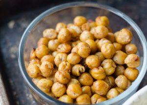 small bowl of crispy chickpeas