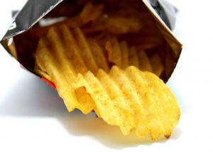 an open bag of potato chips