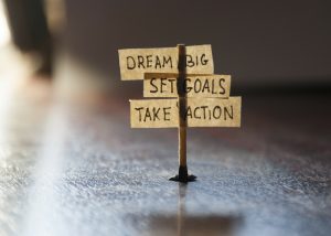 notes to dream big, set goals, and take action