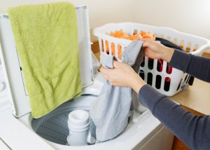 a woman doing laundry