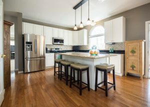 modern kitchen with an island kitchen counter in the middle