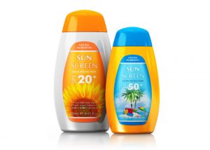 two different bottles of sunscreens with different spf ratings