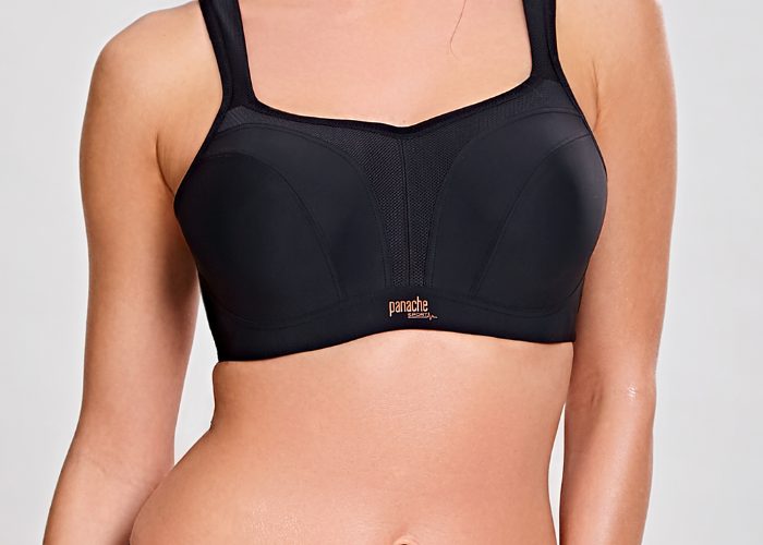 Woman wearing black Panache  strappy sports bra