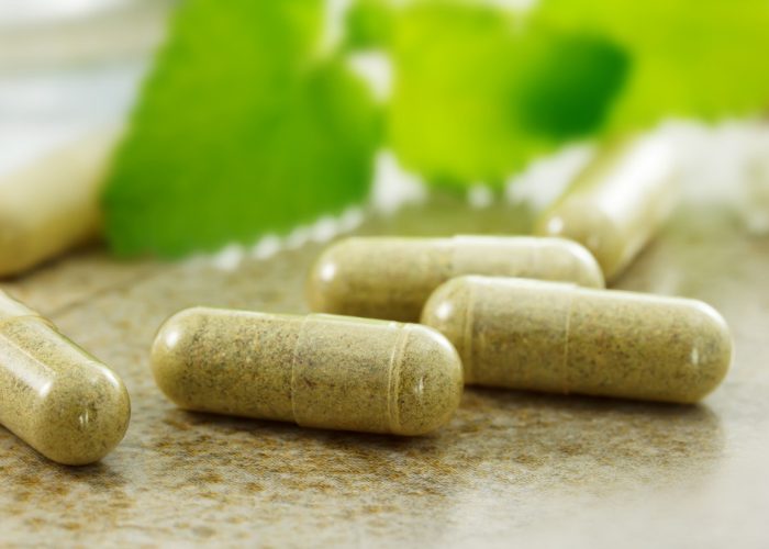 Close-up of capsules of prebiotic supplements
