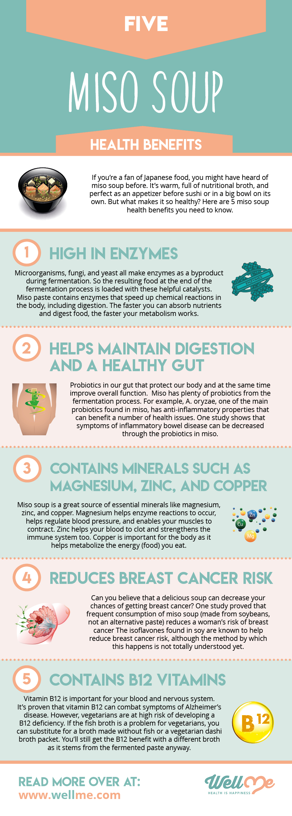 Five Miso Soup Health Benefits infographic