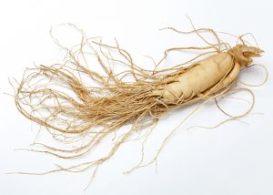 Ginseng root on a white table