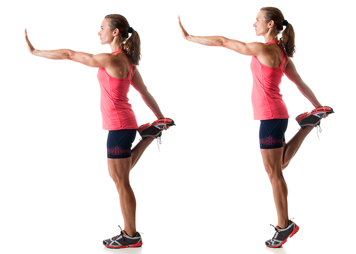 Woman doing calf raise exercises.