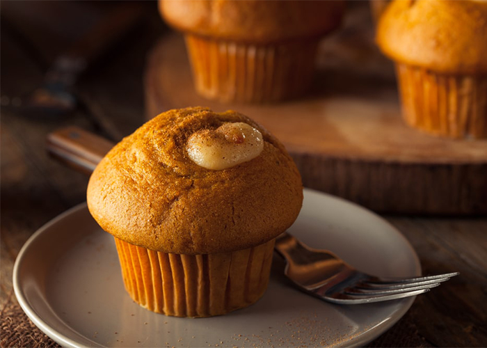 Homemade Keto pumpkin muffin on plate