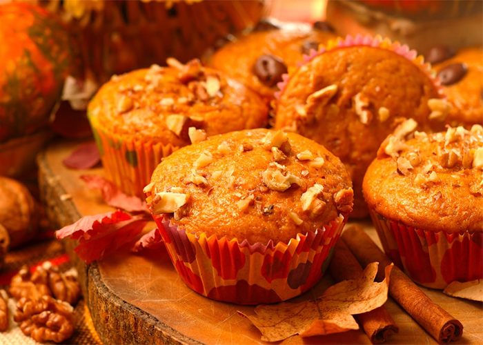 Keto pumpkin muffins with toppings