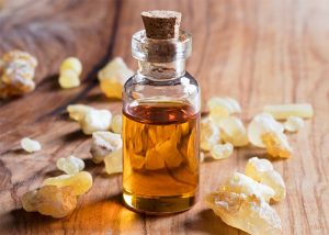 Bottle of frankincense myrrh blend for gut health