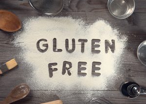 Gluten-free spelled out in gluten-free flour