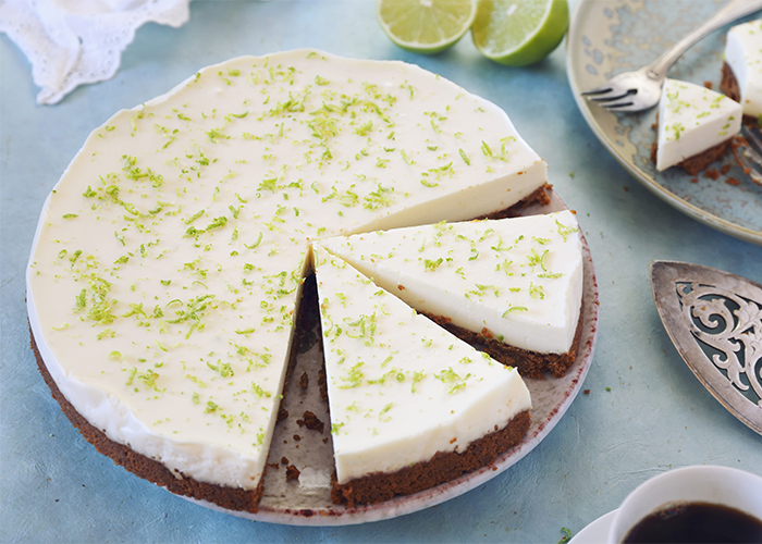 Freshly made Keto cheesecake topped with lime zest