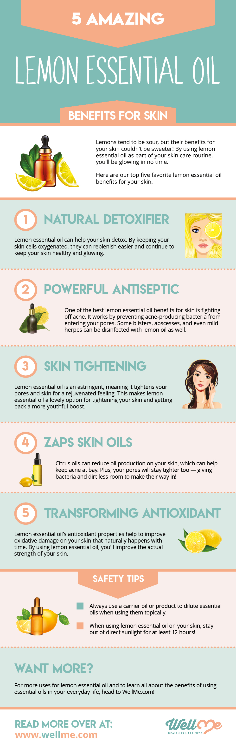 5 Amazing Lemon Essential Oil Benefits for Skin infographic