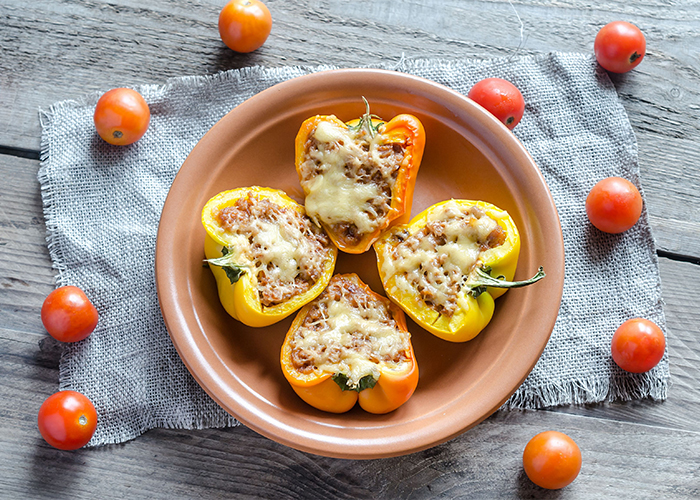 stuffed-peppers-with-meat-in-rustic-decor